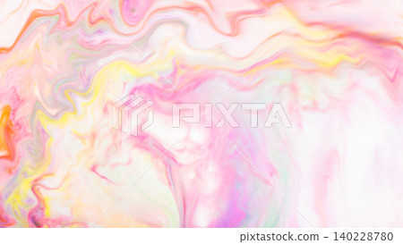 Pastel marble swirl background with pink yellow and white flowing abstract pattern 140228780