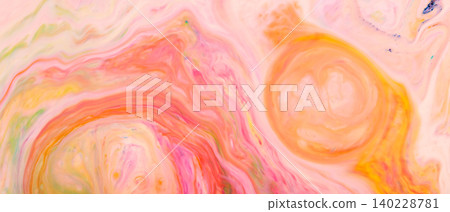 Colorful abstract swirl pattern with pink orange and yellow circular fluid art design Colorful abstract swirl pattern with pink orange and yellow circular fluid art design 140228781