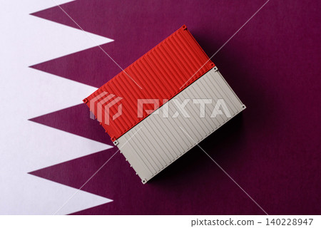 Cargo containers on the china flag as a conceptual backdrop for goods export. Cargo containers 140228947