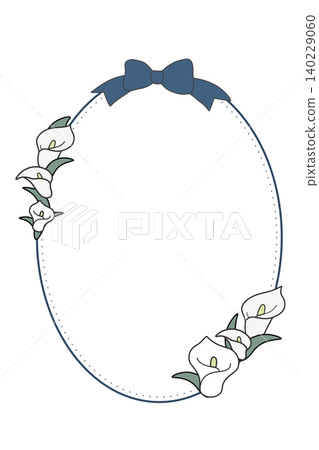 飾以絲帶的彩色花卉邊框材質；優雅的橢圓形植物設計。 140229060