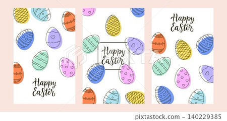 Easter social media templates with egg decorations.Minimalist promotional banners Easter social media templates with egg decorations.Minimalist promotional banners 140229385