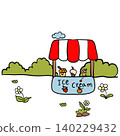 Cute Kawaii Ice Cream Shop Cartoon Illustration 140229432