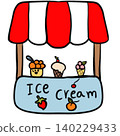 Cute Kawaii Ice Cream Shop Cartoon Illustration 140229433