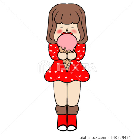 Cute Girl Holding Ice Cream Kawaii Cartoon Character Cute Girl Holding Ice Cream Kawaii Cartoon Character 140229435