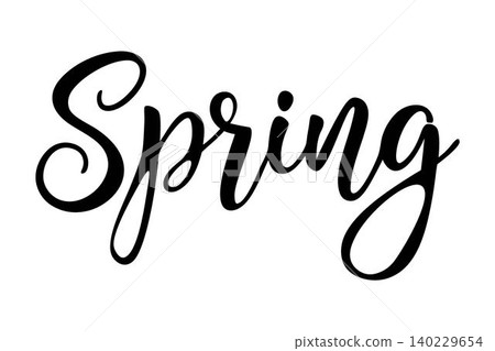 Elegant spring typography in black script. Hand drawn design for banner, flyer, brochure. Invitation of seasonal spring holiday Elegant spring typography in black script. Hand drawn design for banner, flyer, brochure. Invitation of seasonal spring holiday 140229654