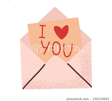 Love letter. Simple envelope card for Valentine's Day. Message in love concept Love letter. Simple envelope card for Valentine's Day. Message in love concept 140229691