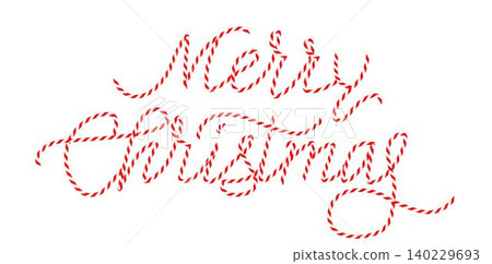 Merry Christmas candy cane text effect. Stripeds red white letters. Xmas decoration Merry Christmas candy cane text effect. Stripeds red white letters. Xmas decoration 140229693