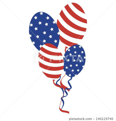 Patriotic balloons with US flag stars and stripes. Perfect for Fourth of July, Independence Day, national holidays, and celebration designs Patriotic balloons with US flag stars and stripes. Perfect for Fourth of July, Independence Day, national holidays, and celebration designs 140229740