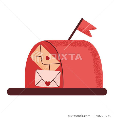 Red mailbox with love heartletter inside. Delivery, message concept for Valentine's Day Red mailbox with love heartletter inside. Delivery, message concept for Valentine's Day 140229750