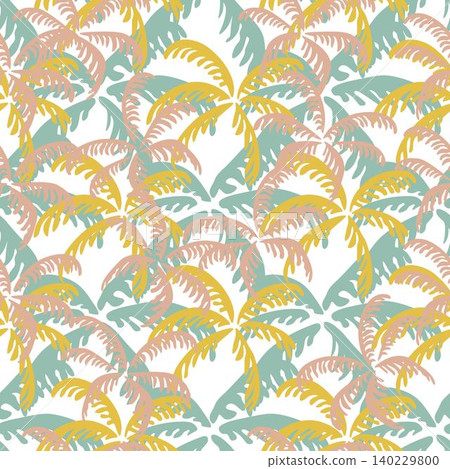 Seamless tropical pattern with palm trees on white background. Ideal for summer apparel, beach decor, travel branding, packaging, and web backgrounds Seamless tropical pattern with palm trees on white background. Ideal for summer apparel, beach decor, travel branding, packaging, and web backgrounds 140229800