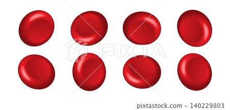Set of 3D blood cell icon.Human red angle erythrocytes artery medical render science realistic close up.Macro biology research laboratory concept Set of 3D blood cell icon.Human red angle erythrocytes artery medical render science realistic close up.Macro biology research laboratory concept 140229803
