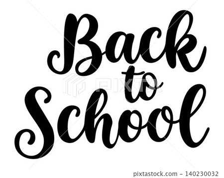 Stylized lettering of the phrase Back to School in a bold cursive font. Perfect for educational campaigns, school advertisements, and seasonal learning-themed designs Stylized lettering of the phrase Back to School in a bold cursive font. Perfect for educational campaigns, school advertisements, and seasonal learning-themed designs 140230032