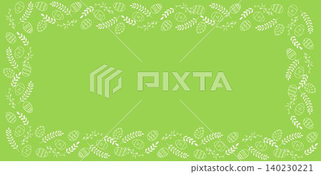 Beautiful white frame with Easter eggs composition. Decorative element for design invitation, banner, greeting card Beautiful white frame with Easter eggs composition. Decorative element for design invitation, banner, greeting card 140230221