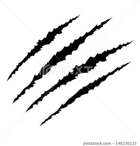 Black claws scratche animal. Four scratches shape. Wild animal claw marks. Funny design element Black claws scratche animal. Four scratches shape. Wild animal claw marks. Funny design element 140230225