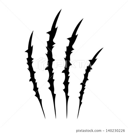 Black claws scratche animal. Four scratches shape. Wild animal claw marks. Funny design element Black claws scratche animal. Four scratches shape. Wild animal claw marks. Funny design element 140230226