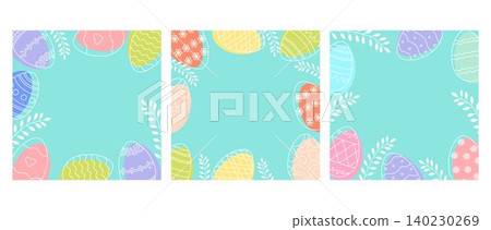 Easter social media templates with egg decorations.Minimalist promotional banners Easter social media templates with egg decorations.Minimalist promotional banners 140230269