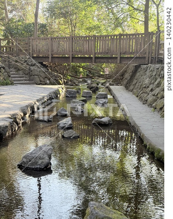 The beautiful springs and lush green scenery of the Kakitagawa spring group in Shimizu Town, Shizuoka Prefecture 140230442