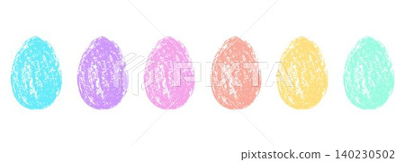 Pastel coloured Easter eggs with a grunge texture. Abstract and minimalist holiday design with a vintage artistic touch Pastel coloured Easter eggs with a grunge texture. Abstract and minimalist holiday design with a vintage artistic touch 140230502