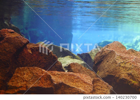 A scene of people enjoying scuba diving at Silfra Rift in Þingvellir National Park, Iceland. A scene of people enjoying scuba diving at Silfra Rift in Þingvellir National Park, Iceland. 140230700
