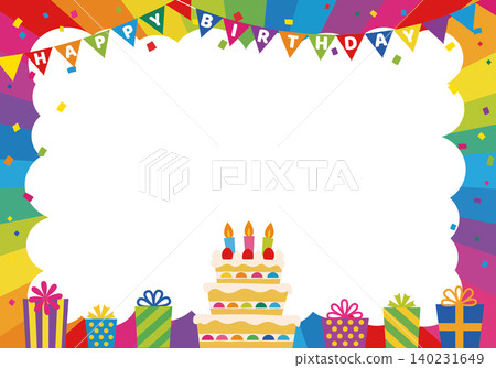 [Vector] Rainbow-colored birthday party background with "HAPPY BIRTHDAY" text 140231649