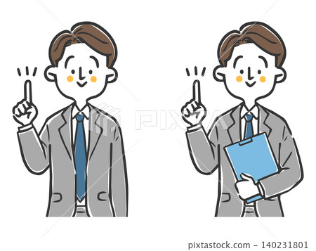 一位商人正在講解重點(上半身,向量圖) 一位商人正在講解重點(上半身,向量圖) 140231801