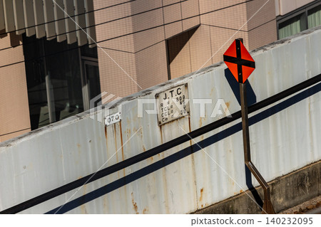 Shinkansen track equipment (stop limit markers, curve markers, JTC markings) and sound barriers Shinkansen track equipment (stop limit markers, curve markers, JTC markings) and sound barriers 140232095