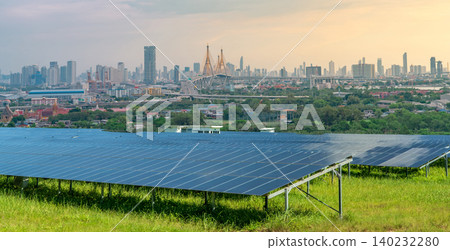 Sustainable city with green energy and net zero emissions. Solar power. Renewable resources. Eco-friendly urban planning and environmental conservation. Carbon neutrality. Eco-conscious infrastructure Sustainable city with green energy and net zero emissions. Solar power. Renewable resources. Eco-friendly urban planning and environmental conservation. Carbon neutrality. Eco-conscious infrastructure 140232280