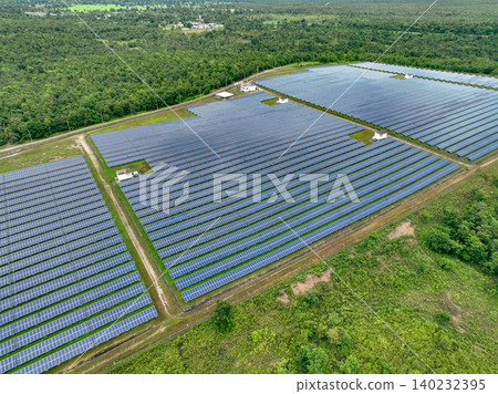Aerial view of solar farm. Sustainable renewable energy and modern photovoltaic technology for eco-friendly electricity production. Solar power station. Green energy solutions. Solar panel technology. Aerial view of solar farm. Sustainable renewable energy and modern photovoltaic technology for eco-friendly electricity production. Solar power station. Green energy solutions. Solar panel technology. 140232395