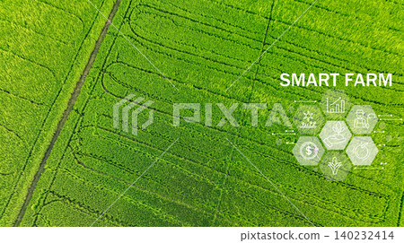 Smart farm advanced technology for enhanced productivity and quality in modern farming practices. Innovative sensors and drones optimize crop yields through data-driven precision farming techniques. Smart farm advanced technology for enhanced productivity and quality in modern farming practices. Innovative sensors and drones optimize crop yields through data-driven precision farming techniques. 140232414