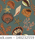seamless pattern with sea shells 140232559