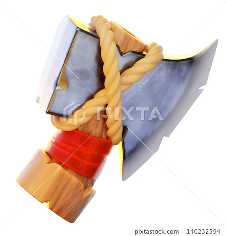 Axe 3D Render Icon, Classic Weapon Illustration Axe 3D Render Icon, Classic Weapon Illustration 140232594