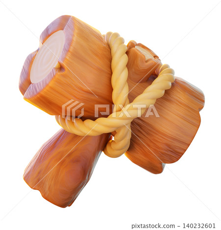 Wooden Hammer 3D Render Icon, Classic Weapon Illustration Wooden Hammer 3D Render Icon, Classic Weapon Illustration 140232601