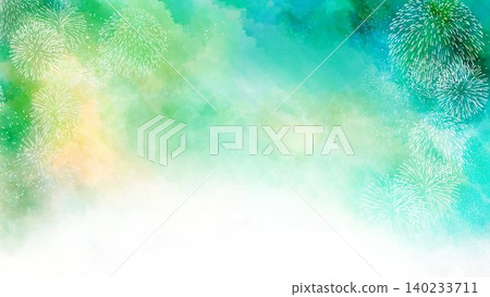 水彩背景和煙火邊框 水彩背景和煙火邊框 140233711