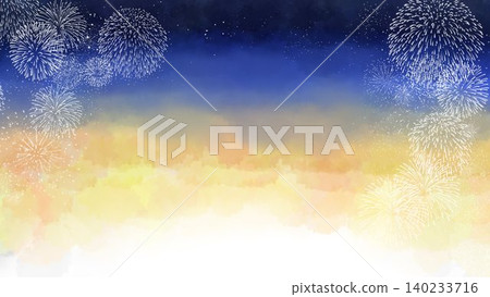 水彩背景和煙火邊框 水彩背景和煙火邊框 140233716