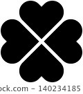 A simple monochrome icon of a four-leaf clover. 140234185