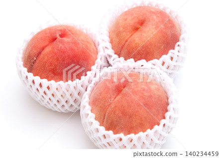 Peaches, white background, 3 pieces Peaches, white background, 3 pieces 140234459