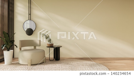 Mock up living room Earth Tone and Muji decoration on Living room wooden floor, japandi style.3D render Mock up living room Earth Tone and Muji decoration on Living room wooden floor, japandi style.3D render 140234654
