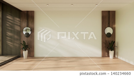 Mock up living room Earth Tone and Muji decoration on Living room wooden floor, japandi style.3D render Mock up living room Earth Tone and Muji decoration on Living room wooden floor, japandi style.3D render 140234660