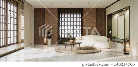 Mock up empty japanese on Modern room gray color tone interior modern japandi style.3D rendering Mock up empty japanese on Modern room gray color tone interior modern japandi style.3D rendering 140234700