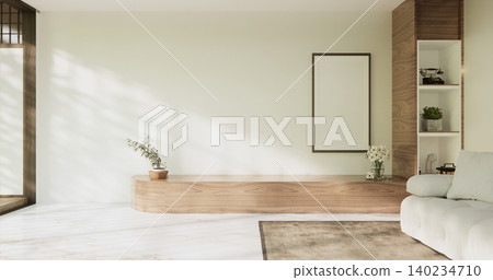 Mock up empty japanese on Modern room gray color tone interior modern japandi style.3D rendering Mock up empty japanese on Modern room gray color tone interior modern japandi style.3D rendering 140234710