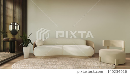 Mock up empty japanese on Modern room gray color tone interior modern japandi style.3D rendering Mock up empty japanese on Modern room gray color tone interior modern japandi style.3D rendering 140234916