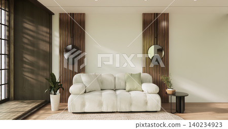 Mock up empty japanese on Modern room gray color tone interior modern japandi style.3D rendering Mock up empty japanese on Modern room gray color tone interior modern japandi style.3D rendering 140234923