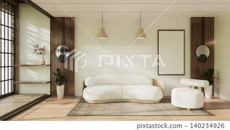 Mock up empty japanese on Modern room gray color tone interior modern japandi style.3D rendering 140234926