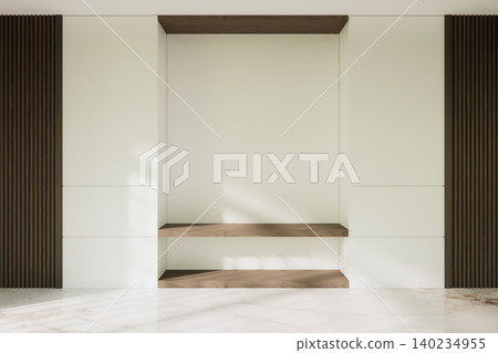 shelf wall Built-in mock up minimalist, room white modern style,Empty white wall on granite floor.3D rendering shelf wall Built-in mock up minimalist, room white modern style,Empty white wall on granite floor.3D rendering 140234955
