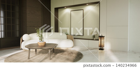 Mock up empty japanese on Modern room gray color tone interior modern japandi style.3D rendering 140234966