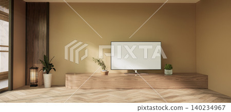 Mock up living room Earth Tone and Muji decoration on Living room wooden floor, japandi style.3D render Mock up living room Earth Tone and Muji decoration on Living room wooden floor, japandi style.3D render 140234967
