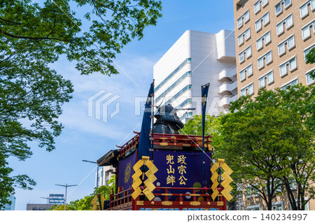 The floats of the Sendai Aoba Festival adorn the city of Sendai. The floats of the Sendai Aoba Festival adorn the city of Sendai. 140234997