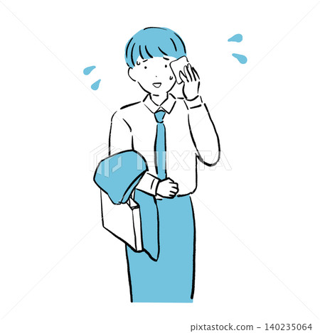 Simple illustration of a businessman sweating. Simple illustration of a businessman sweating. 140235064