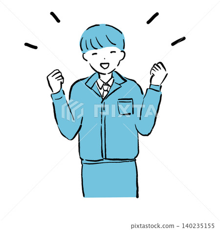 Simple illustration of a cheerful man in work clothes Simple illustration of a cheerful man in work clothes 140235155