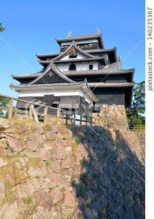 Matsue Castle castle tower and stone wall Matsue Castle castle tower and stone wall 140235367